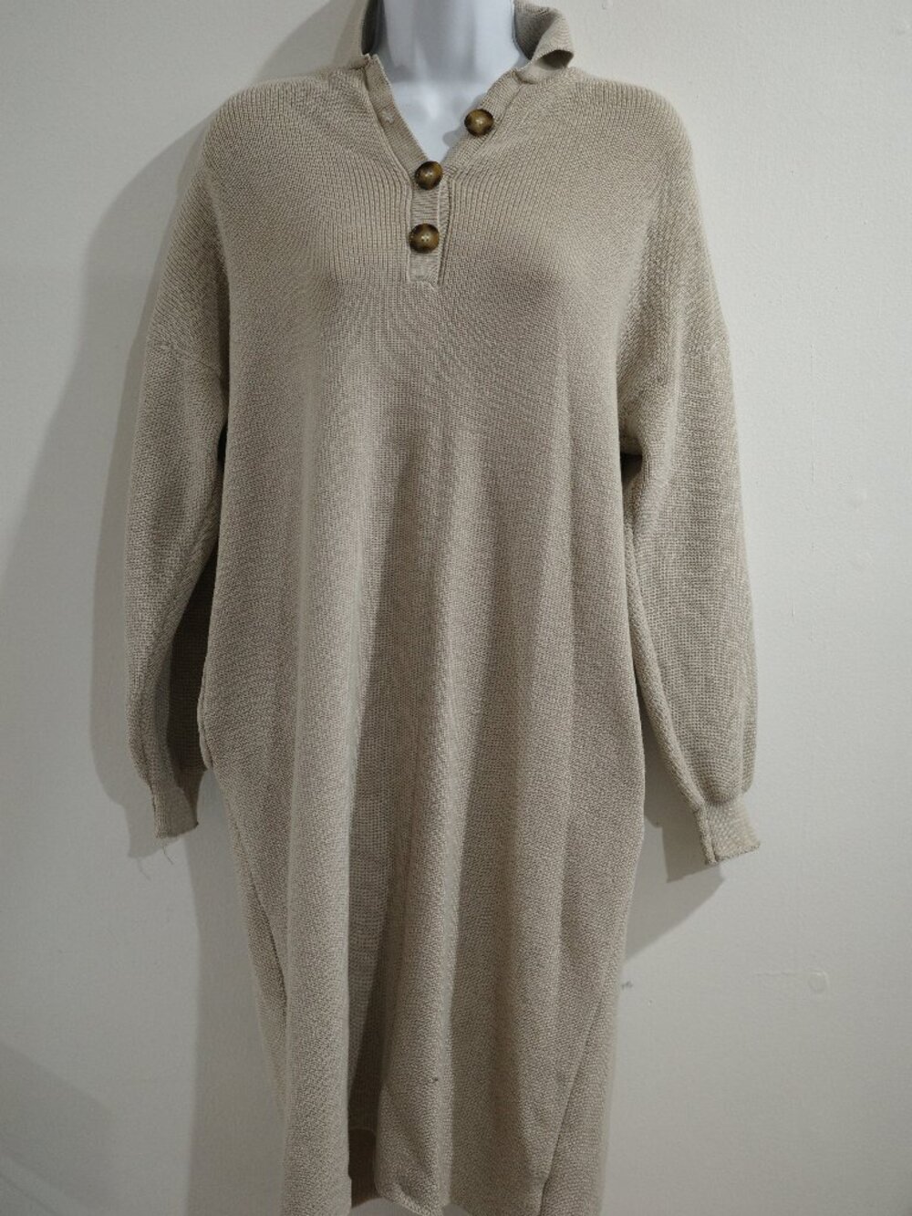Loose Sweater Dress with pockets | Beige